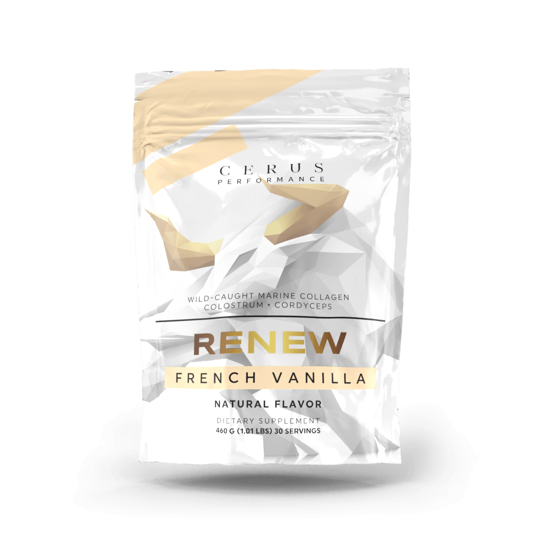 bag of Renew collagen, colostrum and cordyceps product