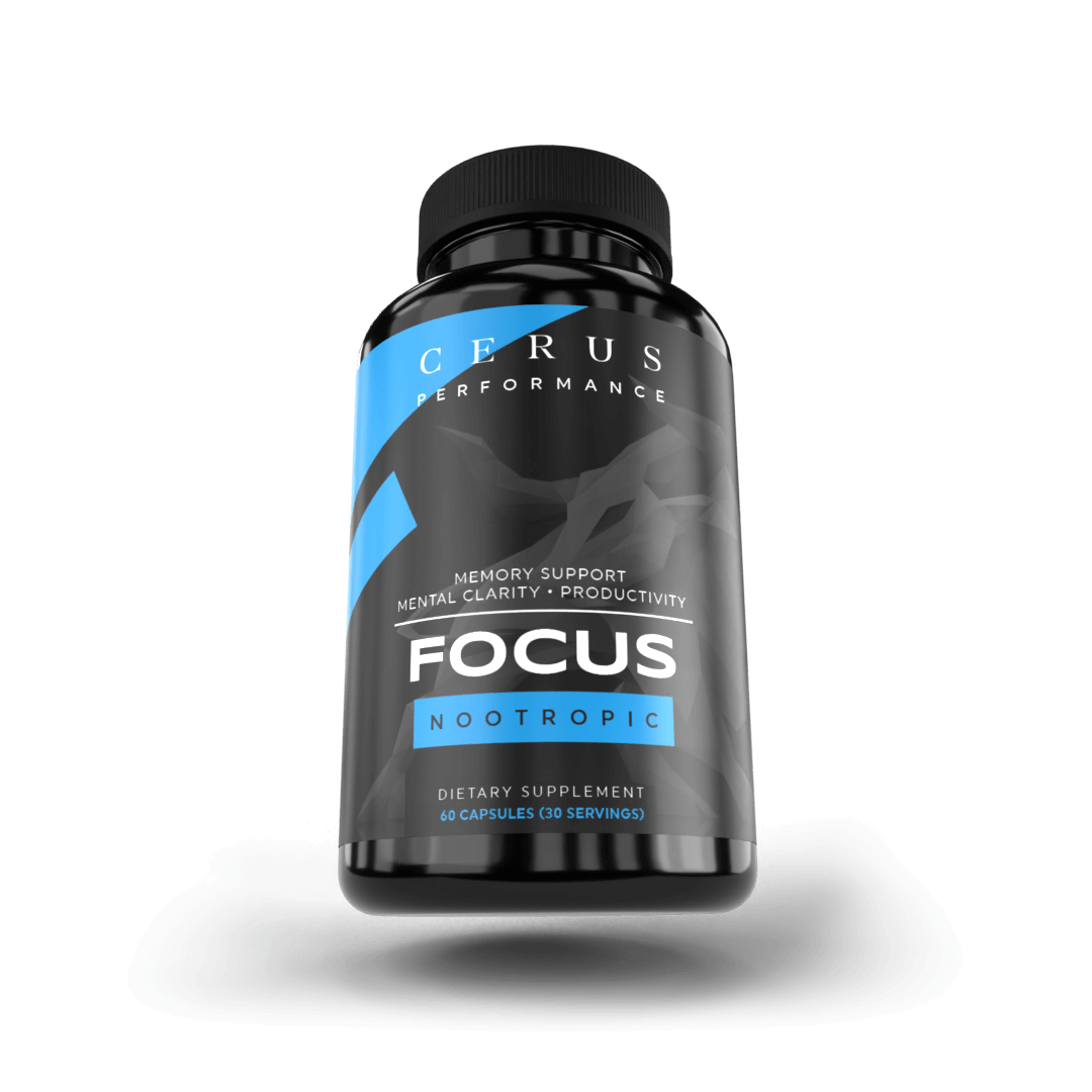 front of a bottle of Focus nootropic