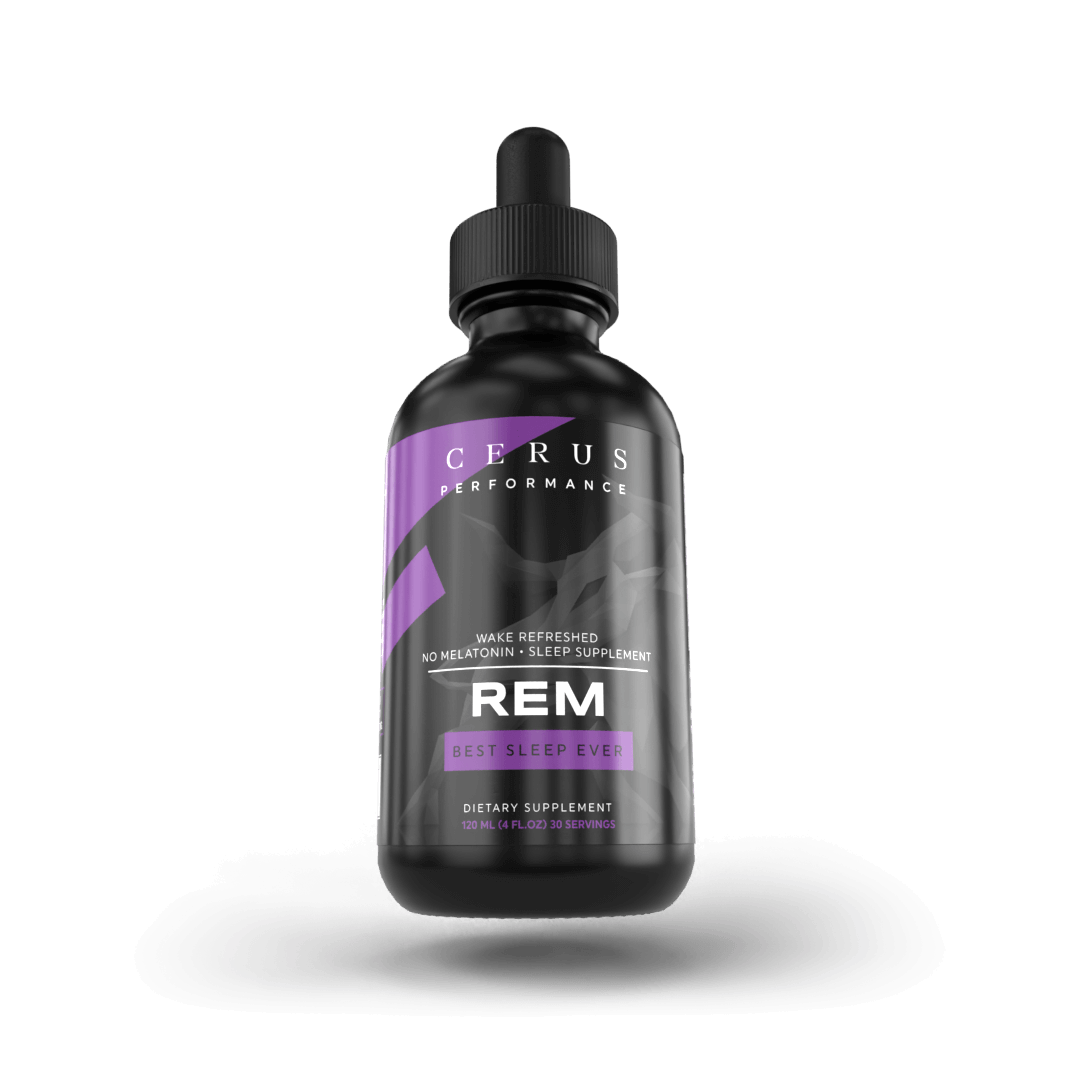 front of a bottle of REM sleep supplement 