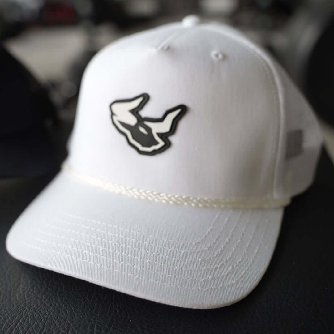 white logo cap